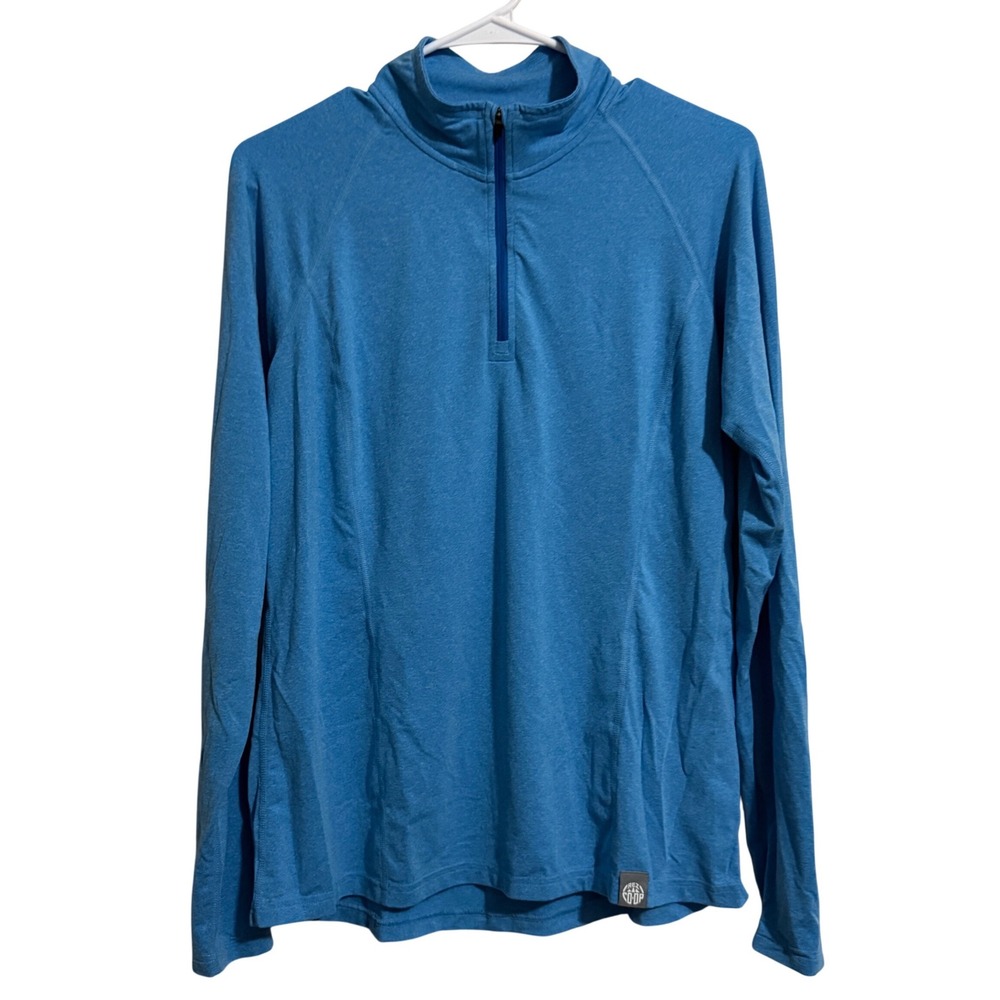 REI Co-op Mens L Blue Heather‎ Quarter Zip Pullover Active Hiking Shirt Long Slv